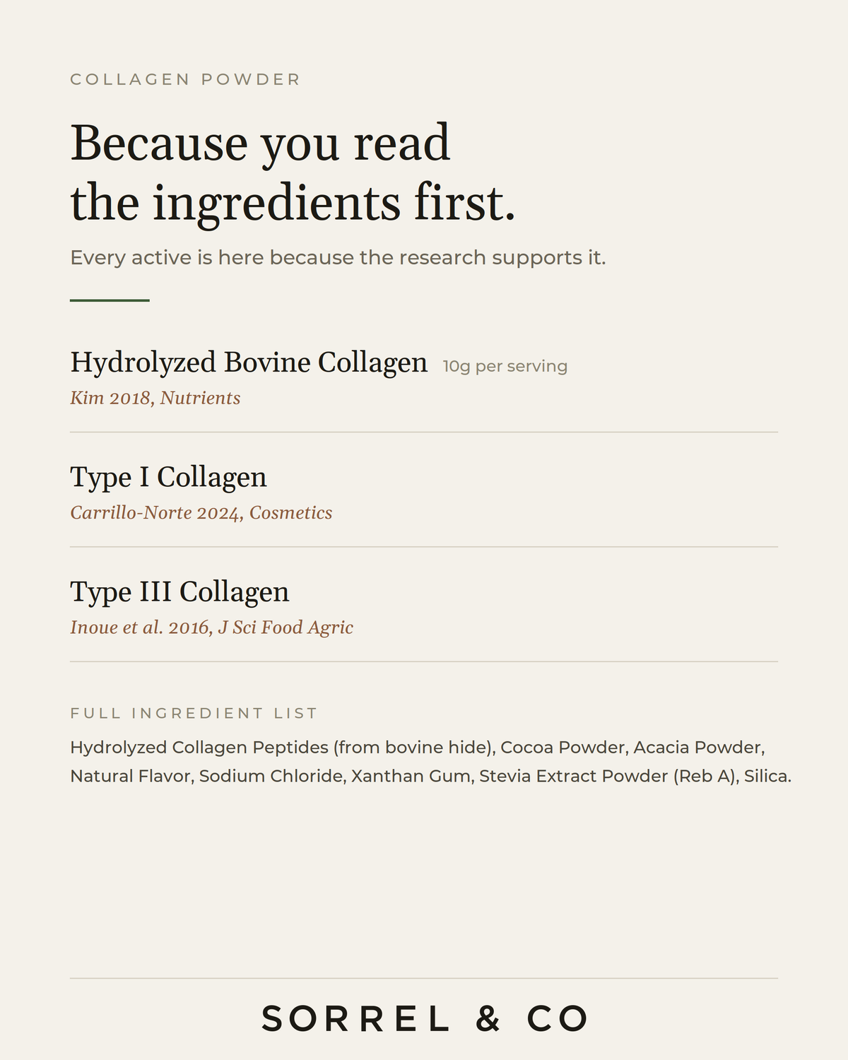 Collagen Powder with Hydrolyzed Bovine Collagen - Chocolate ingredients