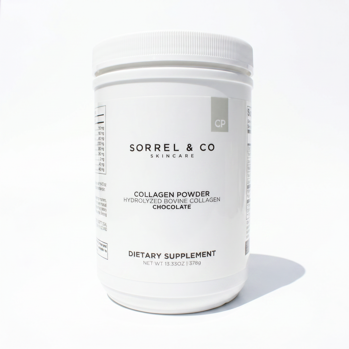 Collagen Powder with Hydrolyzed Bovine Collagen - Chocolate on a white background