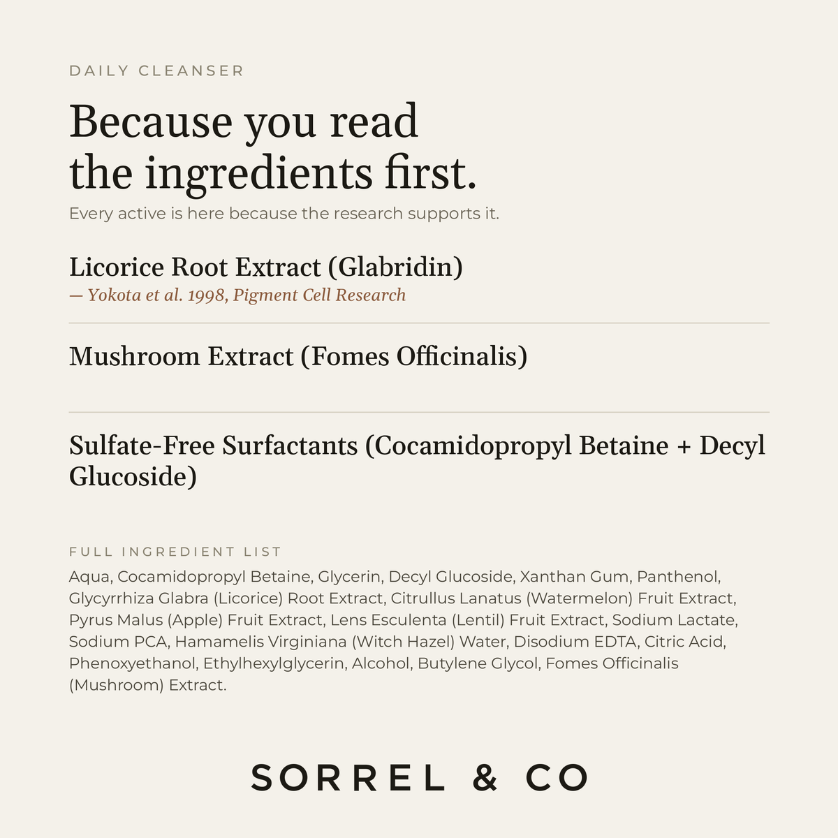 Daily Cleanser with Licorice & Mushroom Extract ingredients