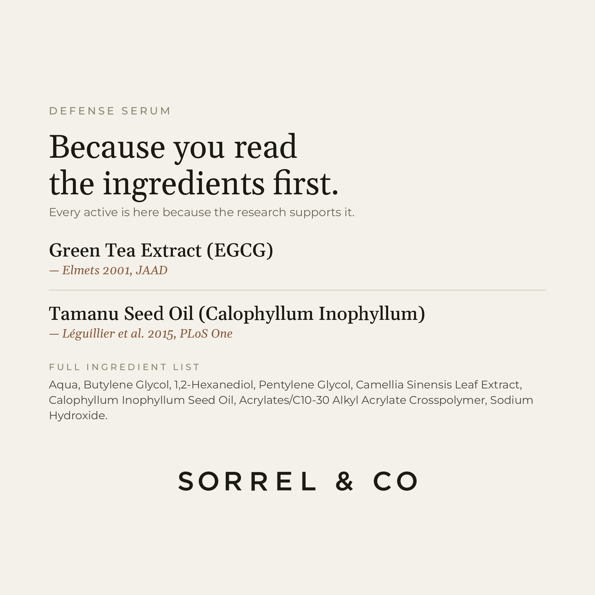 Defense Serum with Green Tea EGCG ingredients