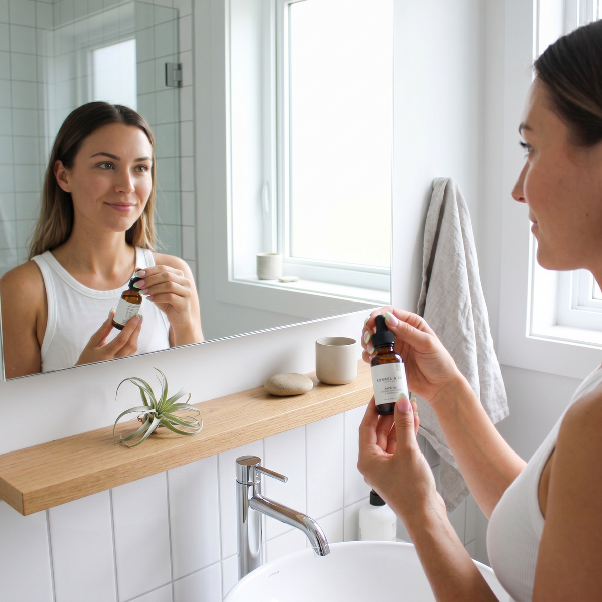 Face Oil with Jojoba, Squalane & Magnolia in use