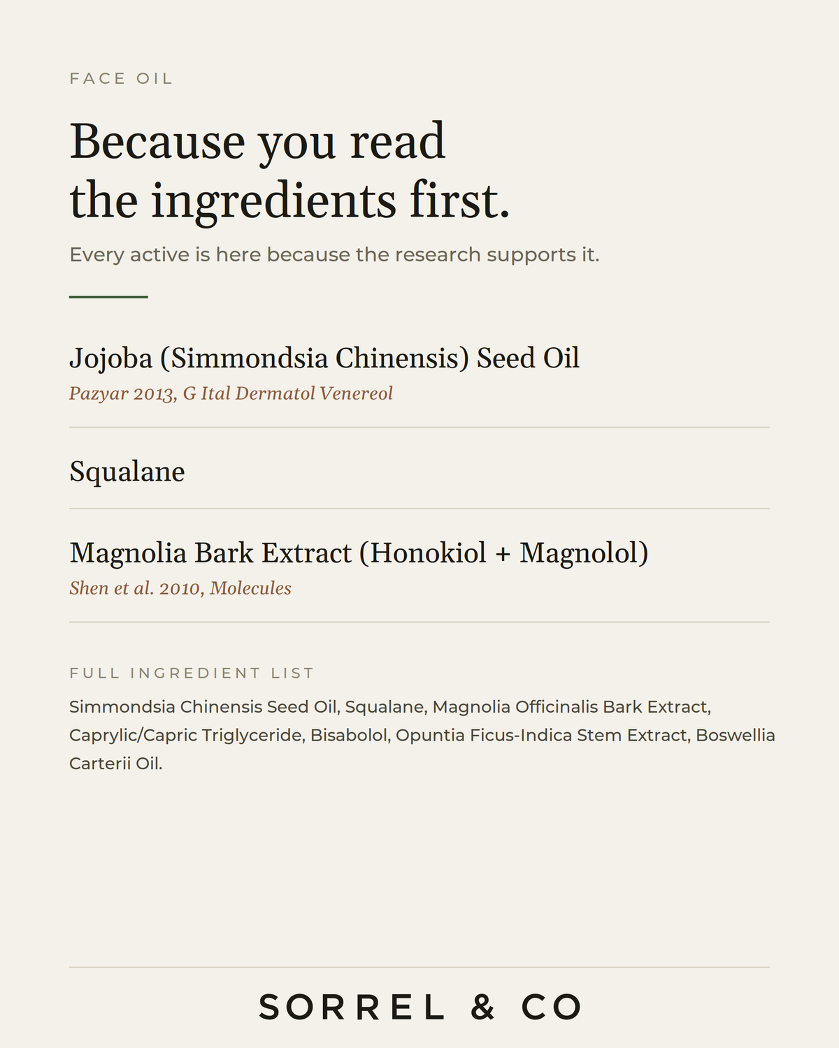 Face Oil with Jojoba, Squalane & Magnolia ingredients