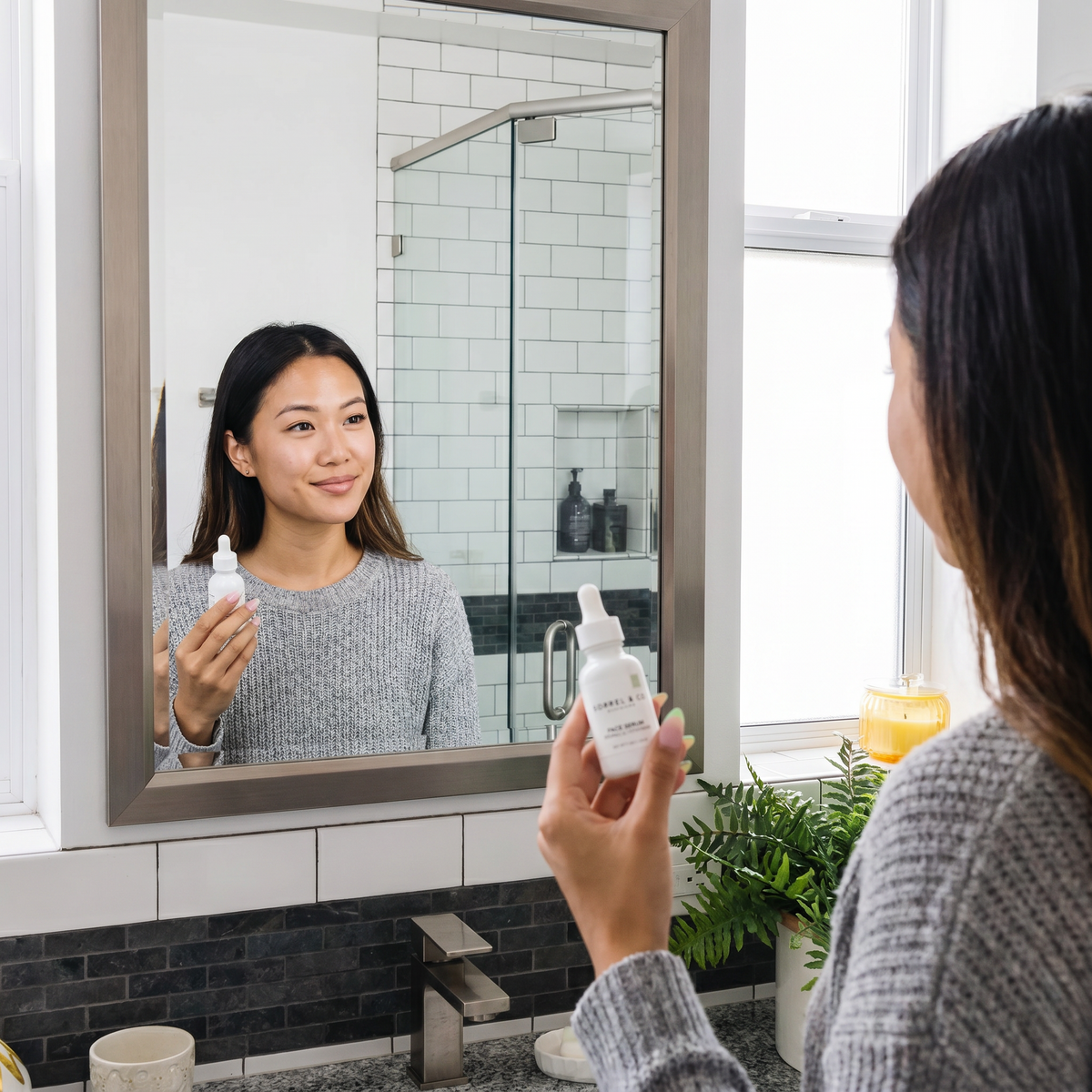 Face Serum with Retinol & Liposomes in use