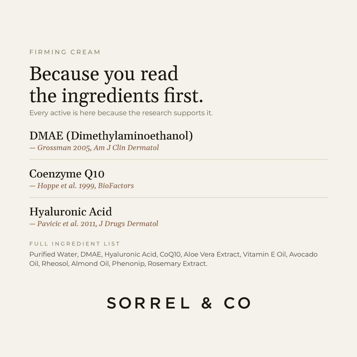 Firming Cream with DMAE & CoQ10 ingredients